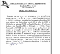 Aviso de Licitação- Pregão Presencial 006.2022– Processo Licitatório Nº 011.2022- Prestação de serviços de confecção, adesivação e instalação de placas para Uai conforme especificações e quantidades constantes do Termo de Referência - Anexo I do Edital.  