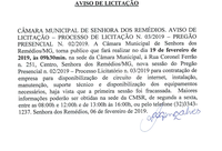 Aviso de Licitação- Processo de Licitação Nº 003.2019- Pregão Presencial Nº 002.2019- Contratação de empresa para a disponibilização de circuito de internet, haja vista que a primeira sessão foi fracassada.