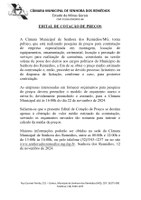 Edital de cotação de preços para a contratação de empresa especializada em montagem, locação de equipamentos, ornamentação, cerimonial, locução e prestação de serviços para realização de cerimônia, consistente na sessão solene de posse dos eleitos